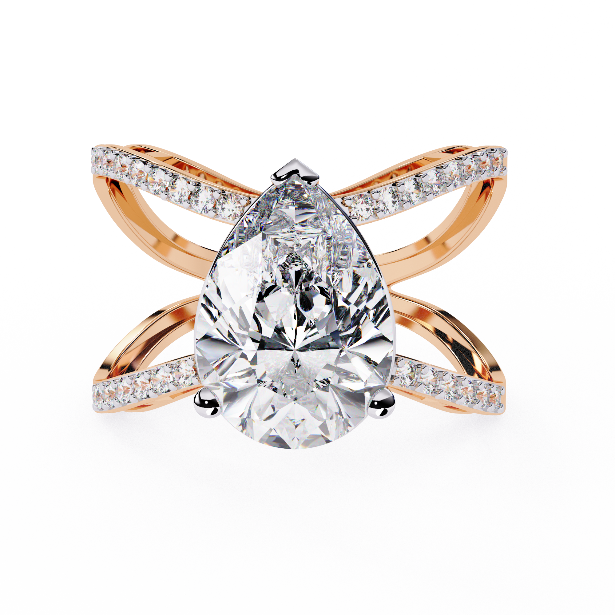4.62 CT Twisted Lab Grown Diamond Ring – 14K Yellow Gold